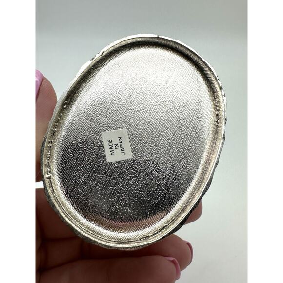 Vintage Silver Plated Basket Weave Trinket Holder Easter Made In Japan - Picture 5 of 8